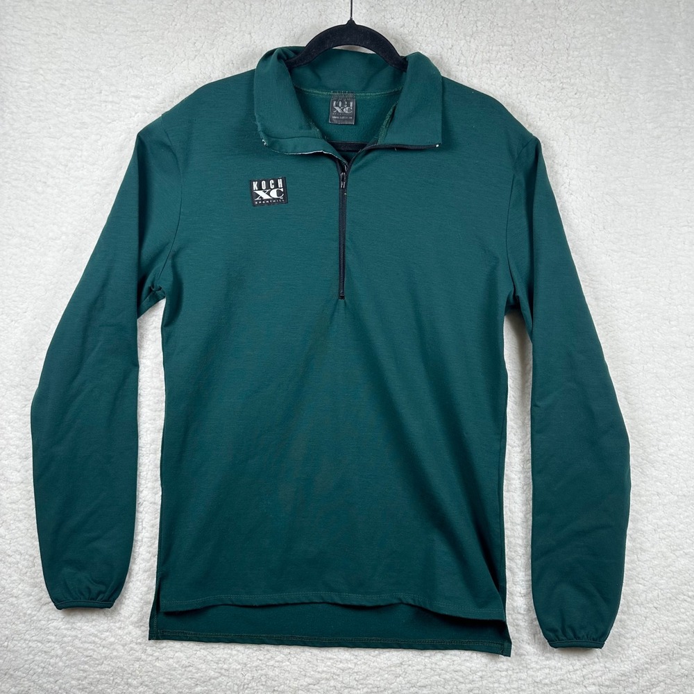 Vtg 90s Koch XC SportHill 1/4 Zip Pullover Mens M Green 3SP Ski Made in USA